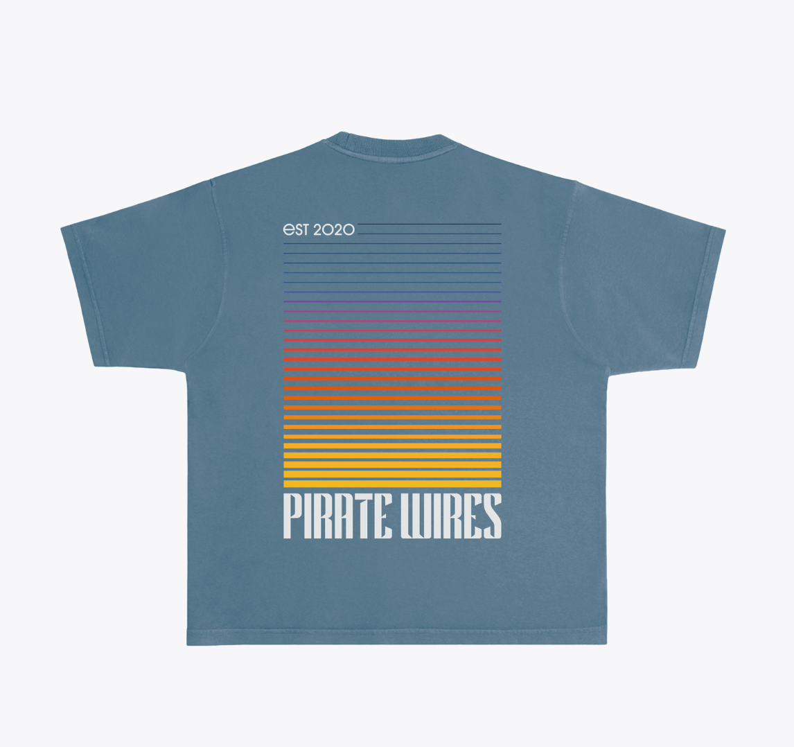 Pirate Wires Gradient Tee - Pebble Blue