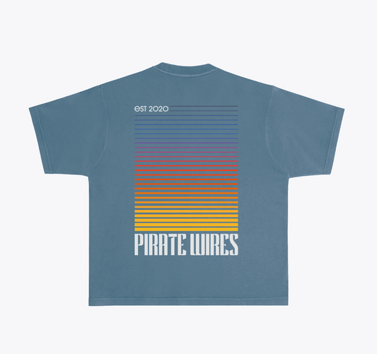 Pirate Wires Gradient Tee - Pebble Blue
